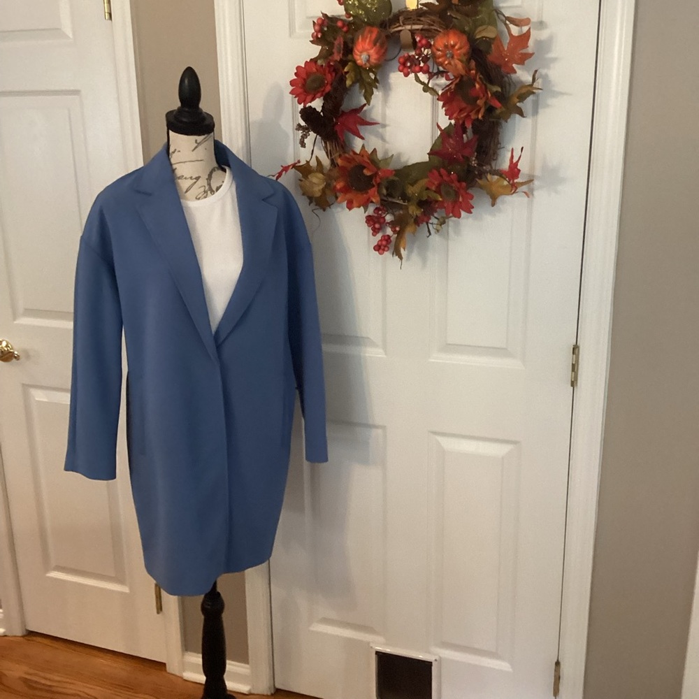 Primark oversize drop shoulder overcoat light blue size 6.